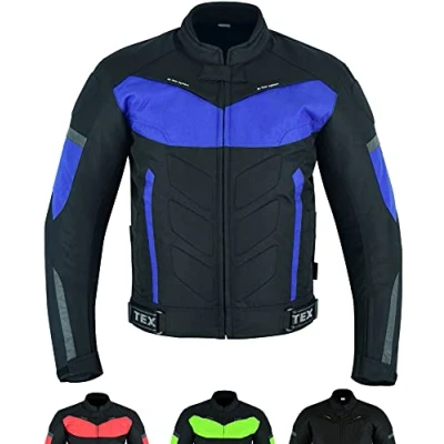 Afbeelding van Goedgekeurd herenjack met bescherming Cordura waterdicht winter/zomer kort bikerjack CE uitrusting (EN 1621 1) Texpeed blauw L