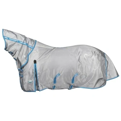 Image de Weatherbeeta Couverture Anti Mouches Comfitec Hexi Shield Combo Neck Silver/Teal Blue 165/225