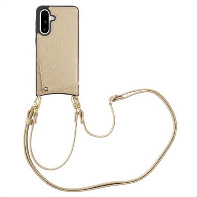 Afbeelding van Selencia Hoesje Geschikt voor Samsung Galaxy A56 / A36 met Pasjeshouder Nova Backcover koord en pashouder Beige