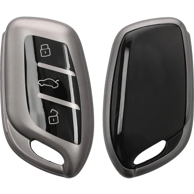 Afbeelding van kwmobile autosleutel hoesje geschikt voor MG 3 knops ZS MG4 MG5 MG6 hoes TPU behuizing Beschermende auto sleutel case Sleuteletui in mat zwart /