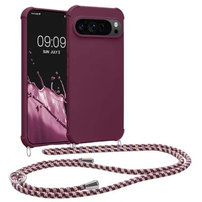 Afbeelding van kwmobile telefoonhoesjegeschikt voor Google Pixel 9 / Pro Hoesje van siliconen met telefoonkoord In bordeaux violet