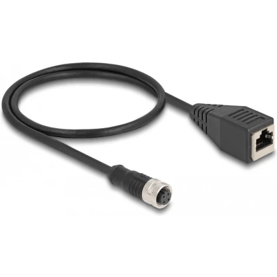Afbeelding van Delock M12 adapterkabel D gecodeerde 4 pins aansluiting naar RJ45 (S/FTP, CAT5e, 0.50 m), Netwerkkabel