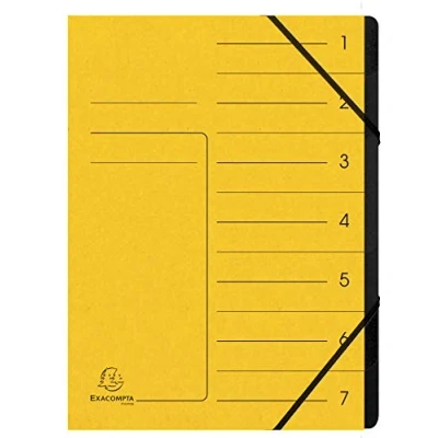 Afbeelding van Exacompta 540709E 1 opbergmap met elastiek, 7 vakken, van gerecycled karton, zwart, A4 formaat, geel