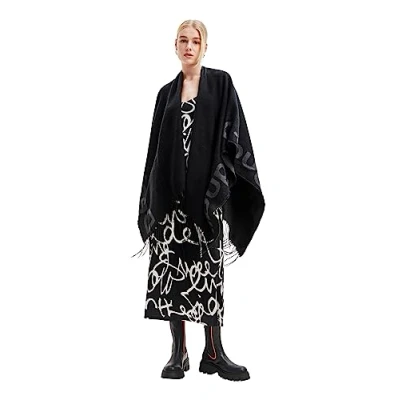 Afbeelding van Desigual Reversible LOGO Poncho Poncho, Dames, Maat: One Size, Grey