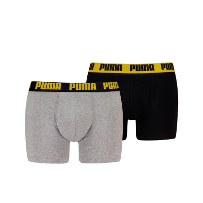 Afbeelding van Puma Boxershorts Basic 2 pack Grey/Black/yellow xl