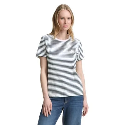 Image de TOM TAILOR T shirt pour femme, 38150 Rayures irrégulières vertes et blanches, XL