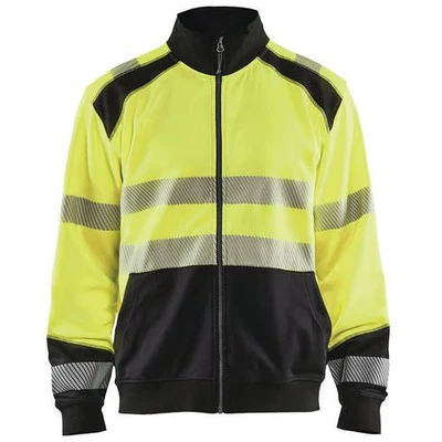 Image de Sweat zippé haute visibilité jaune fluorescent/noir