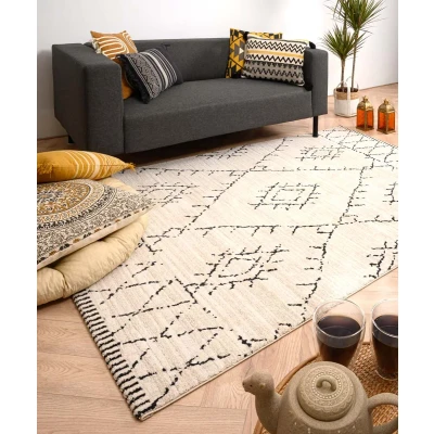 Afbeelding van Berber Vloerkleed Beni Ouarain Sufian Crème/zwart 200x300 Cm