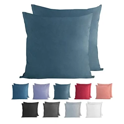 Afbeelding van Komfortec Set van 2 Premium Jersey Kussenslopen 40x40 cm Superzachte Kussenhoes 100% Katoen 150 g/m² Petroleumblauw