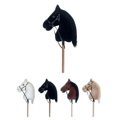 Afbeelding van RL24 Hobby Horse IRHFree Spirit van Imperial Riding Pluche speelpaard met houten stok en korte manen Stokpaard zonder handgrepen wielen Zwart
