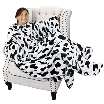 Afbeelding van Catalonia Classy Tv deken, comfortabele deken met mouwen en voeten, professionele full body om te dragen, wollen voor vrouwen mannen, 190 x 135 cm