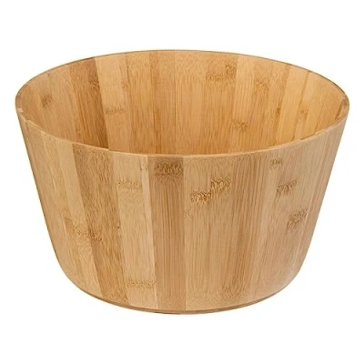 Afbeelding van 5Five Salade of voedsel serveer schaal bamboe hout lichtbruin D30 x H16 cm Serveerschalen