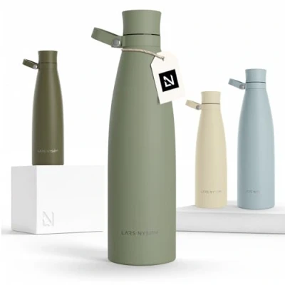 Afbeelding van LARS NYSØM &#039;Nåde&#039; Roestvrijstalen drinkfles 1000ml BPA vrije geïsoleerde waterfles 1,00 Liter Sage