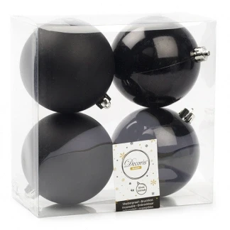 Afbeelding van Kerstballen Ø 10 cm 4 stuks (Zwart)