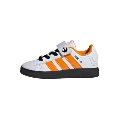 Afbeelding van adidas Performance Droids Grand Court Hardloopschoenen voor op de weg kinderen, Maat: 30.5, Ftwr white silver met team royal blue Kunststof