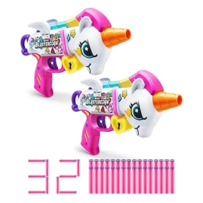 Afbeelding van XShot Blastercorn, Unicorn Blaster, (2 blasters, 32 darts), Air Pocket technologie voor darts en dartopslag, buitenspeelgoed jongens meisjes, jongeren volwassenen