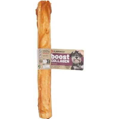 Afbeelding van Flamingo Hondensnacks Kauwstaaf hond Snack met kip &amp; collageen 25cm 25mm doorsnede, 100g