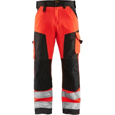 Afbeelding van Blaklader Werkbroek High Vis zonder spijkerzakken 1566 1811 Rood/Zwart C64