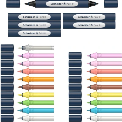 Afbeelding van Schneider stift Twinmarker set Paint It 040 10 kleuren + 6 houders S ML04010903