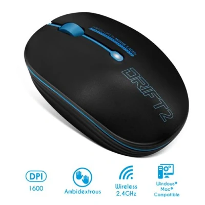 Image de Suza Advance Drift 2 Souris droitiers et gauchers optique 3 boutons sans fil 2.4 GHz récepteur USB Noir/bleu