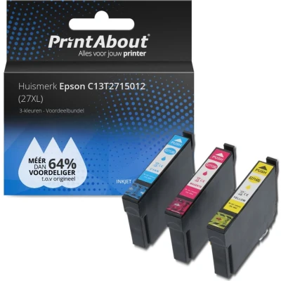 Afbeelding van Huismerk Epson 27XL (T2715) Inktcartridge 3 kleuren Voordeelbundel
