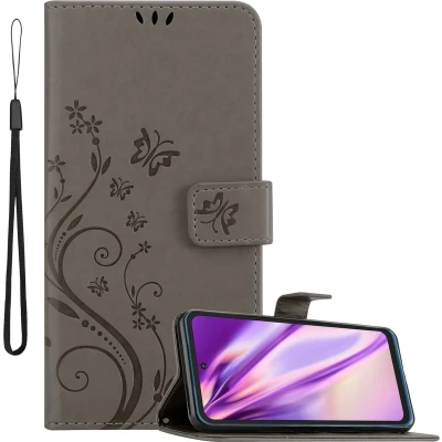 Afbeelding van Cadorabo Hoesje geschikt voor Nokia XR20 in BLOEMEN GRIJS Beschermhoes bloemmotief met magnetische sluiting, standfunctie en kaartsleuven Book Case Cover Etui