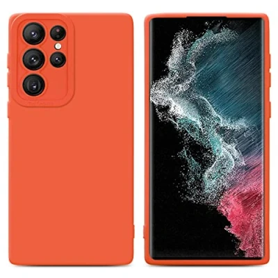 Afbeelding van Cadorabo Hoesje geschikt voor Samsung Galaxy S22 ULTRA in Fluid ORANJE Beschermhoes gemaakt van flexibel TPU silicone Cover Case
