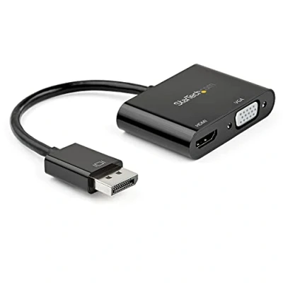 Image de StarTech.com DisplayPort to HDMI VGA Adapter 1.2 HBR2 2.0 (4K 60Hz) or 1080p Converter Dongle DP Monitor Digital Video Display Multiport (DP2VGAHD20) Adaptateur vidéo DisplayPor