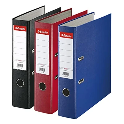 Afbeelding van Esselte Essentials, set van 3 ordners, blauw, zwart en rood, rug 75 mm, A4, PP, 628327