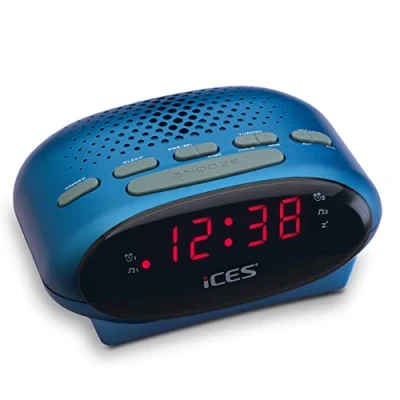 Afbeelding van Ices ICR 210 Blue FM wekkerradio, zwart