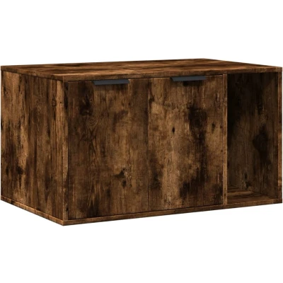 Afbeelding van vidaXL Kattenbakkast 80x50x45 cm bewerkt hout gerookt eikenkleurig