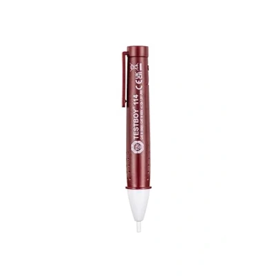 Afbeelding van Testboy 114 Contactloze spanningstester vanaf 12 V AC met optische en vibrerende weergave (voltdetector, geïntegreerde led zaklamp, CAT III 1000 V, ABS kunststof behuizing), rood