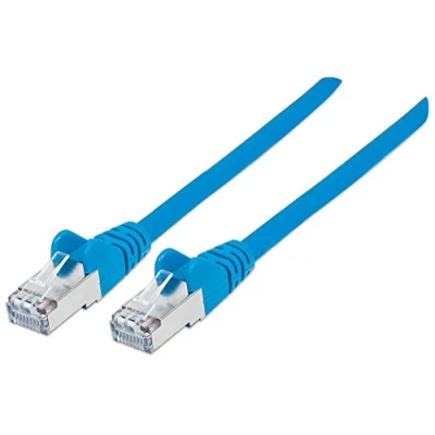 Afbeelding van Intellinet 740852 RJ45 Netwerkkabel, patchkabel CAT 6A S/FTP 2.00 m Blauw Folie afscherming, Afscherming gevlochten, Afgeschermd, Halogeenvrij 1 stuk(s)