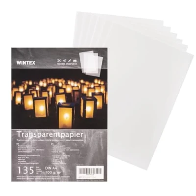 Afbeelding van Wintex® 135 vel premium transparant papier DIN A4, 102 g/m², super kwaliteit wit knutselpapier bedrukbaar A4 Blatt