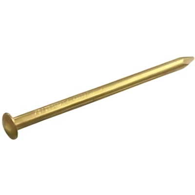 Afbeelding van Draadnagels bolkop messing 1.6x30mm. lang. 20 gramspijkers. Deltafix.