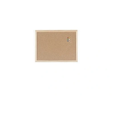 Afbeelding van Prikbord met zelfherstellend natuurkurk. Zelfherstellend, dikke, sterke kurkt priknaalden en punaises. Frame van natuurlijk hout.