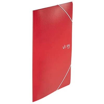Afbeelding van VON Leitz hoekmap A4, PP kunststof, voor 150 vellen, 3 kleppen, map met elastische band, moderne print, lichtgewicht school en thuis, 5 stuks, rood, 30070025