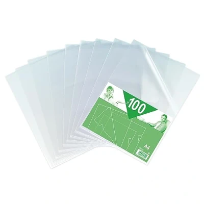 Afbeelding van Zak met 100 A4 hoekhoezen van generfd polypropyleen 9/100