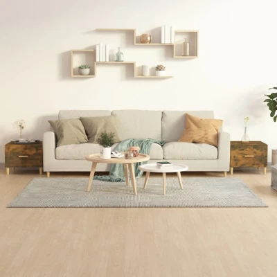 Afbeelding van Salontafels 2 st 50x50x40 cm bewerkt hout gerookt eikenkleurig
