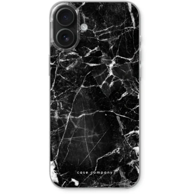 Afbeelding van Case Company® hoesje geschikt voor iPhone 16 Plus Zwart Marmer Soft Cover Telefoonhoesje Bescherming aan alle Kanten en Schermrand