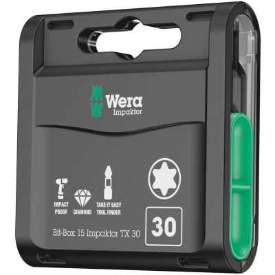 Afbeelding van Wera 05057776001 Bit Box 15 Impaktor TX delige Bitset Torx T30