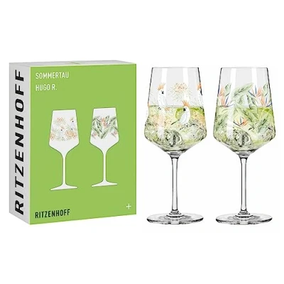 Afbeelding van RITZENHOFF 6211001 aperitiefglazen, 500 ml, zomerdauwserie, bloemenstijl, meerkleurig, Made in Germany