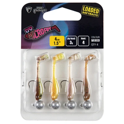 Afbeelding van Fox Rage Micro Fry Mixed UV Colour Pack Loaded Softbaits 4cm (3g) (4 stuks) Shad