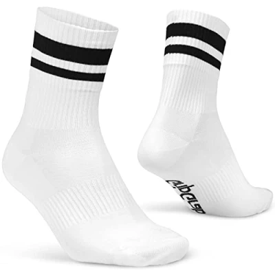 Afbeelding van GripGrab Original Stripes Crew Zomer Fietssokken Gestreepte Retro Wielersport Sokken Coolmax Unisex Wit Maat S (38 41)