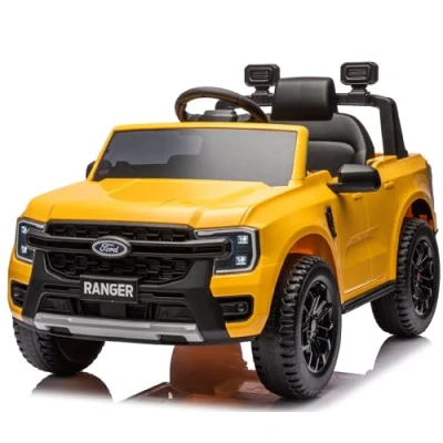 Afbeelding van Ford elektrische auto voor kinderen van 3 tot 6 jaar, motorvermogen 30 W, afstandsbediening, ophanging, koplampen, MP3 speler (geel)