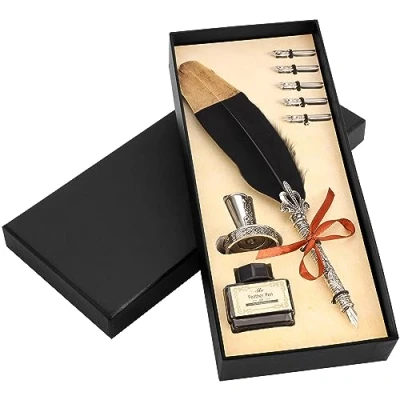 Afbeelding van Belle Vous 8 Stuks Kalligrafie Pennen Set met Houder, Inktfles en Punten Inkt dip Pen Zwarte Inkt, 5 Geassorteerde &amp; Houder Ideaal voor Beginners Volwassenen