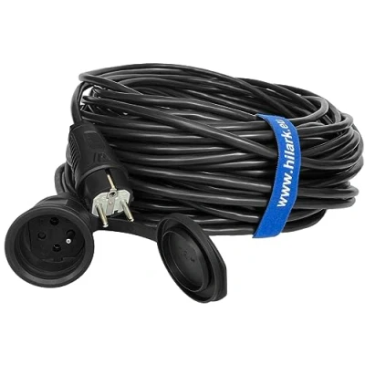 Afbeelding van H05VV F 3x1 mm2 verlengkabel, versterkt, zwart, 50 m