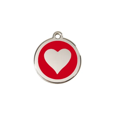Afbeelding van Heart Red roestvrijstalen hondenpenning small/klein dia. 2 cm RedDingo