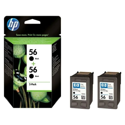 Afbeelding van HP 56 (C9502AE) Inktcartridge Zwart Voordeelbundel 2 pack