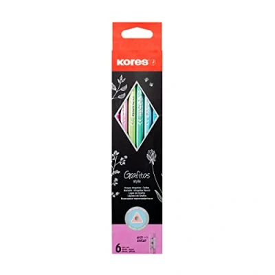 Afbeelding van Kores Grafitos stijl: HB grafietpotloden, trendy metallic gecoate houten potloden met latexvrije gummen, school en kantoorbenodigdheden om te schrijven, tekenen schetsen,